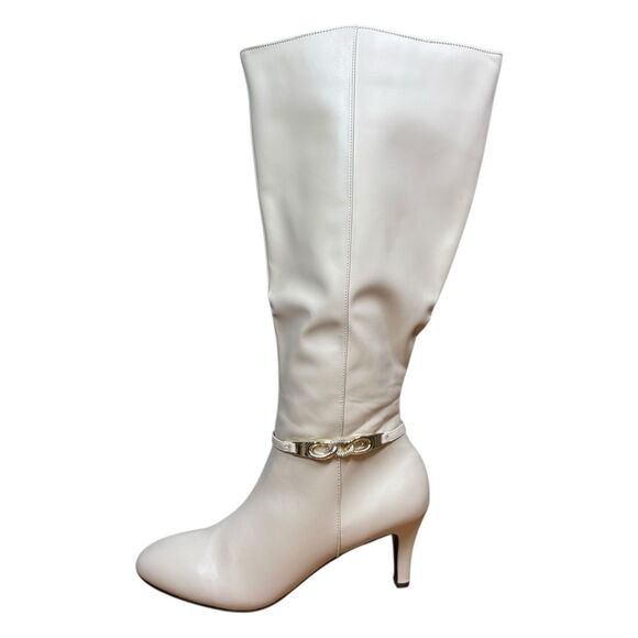 Karen Scott Womens Hanna Faux Leather Knee-High Boots | White | 8.5 M Wide Calf - Picture 6 of 8